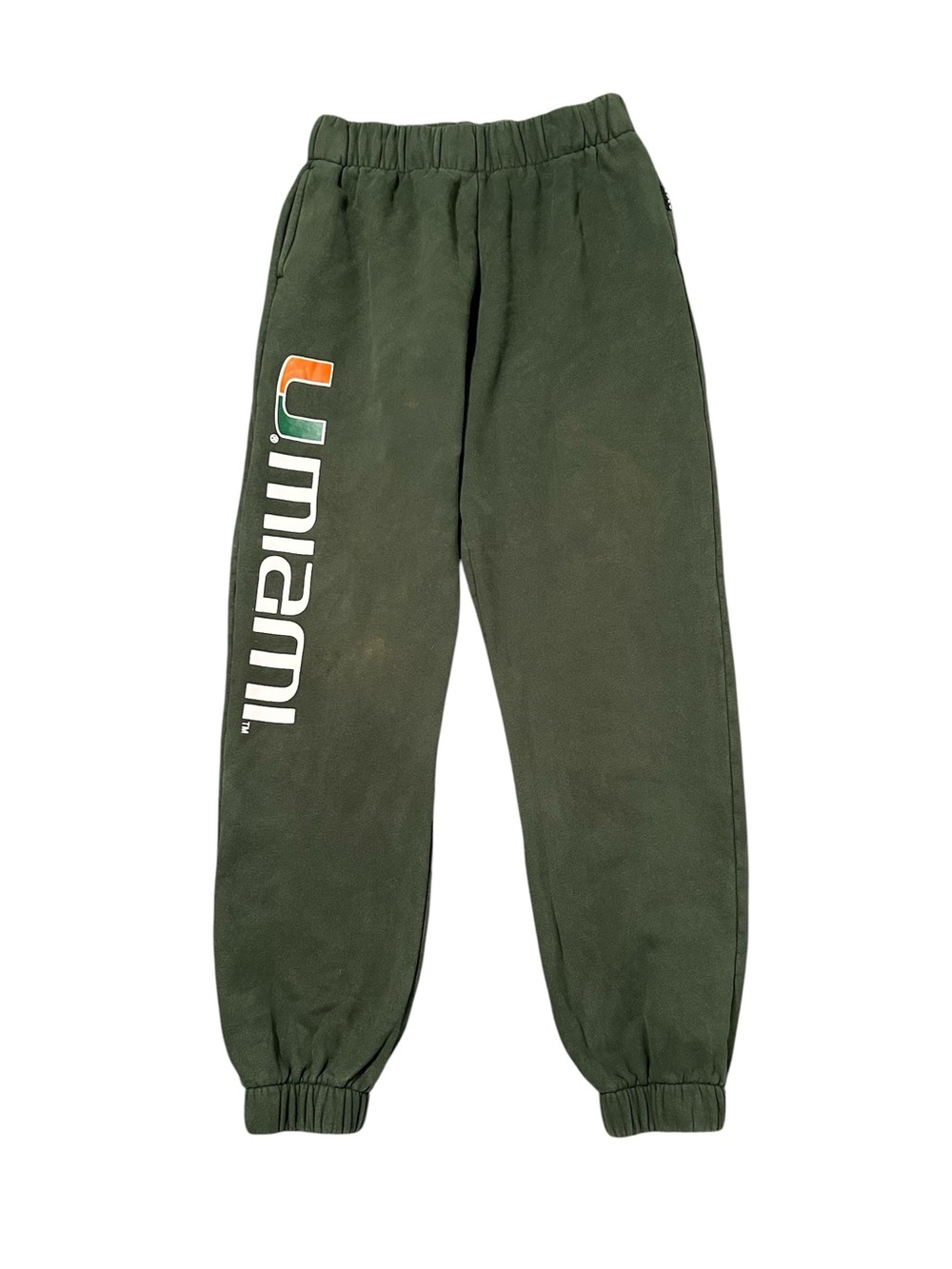 Univesity of Miami Green Jogger Sweatpants Size M Heavy Terry Lining Winter Cozy
